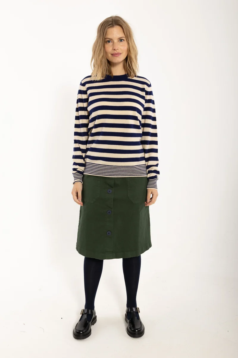 Daneletter Merino Wool Sweater Deep Blue/Light Beige