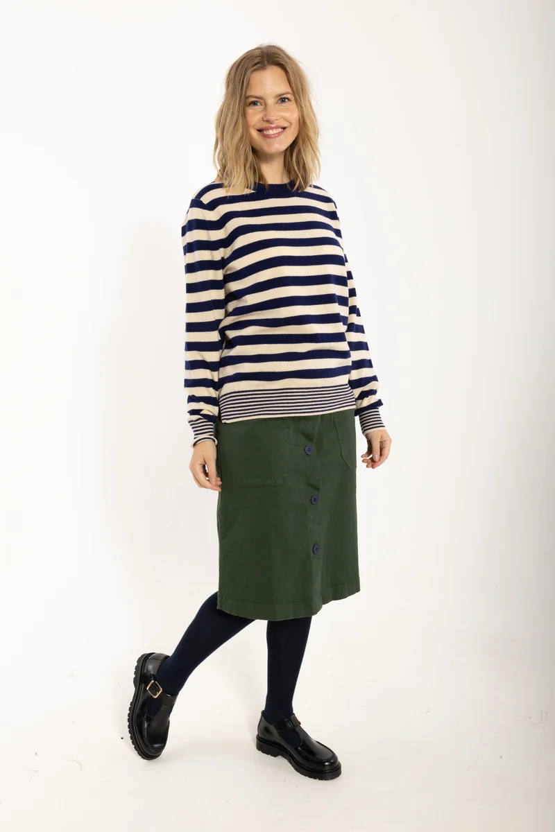 Daneletter Merino Wool Sweater Deep Blue/Light Beige