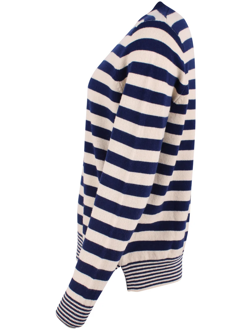 Daneletter Merino Wool Sweater Deep Blue/Light Beige
