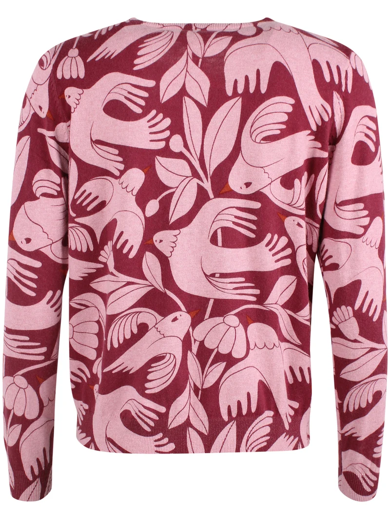 Danelife Wool-Mix AOP Cardigan Ancient Rose BIRDIEUP