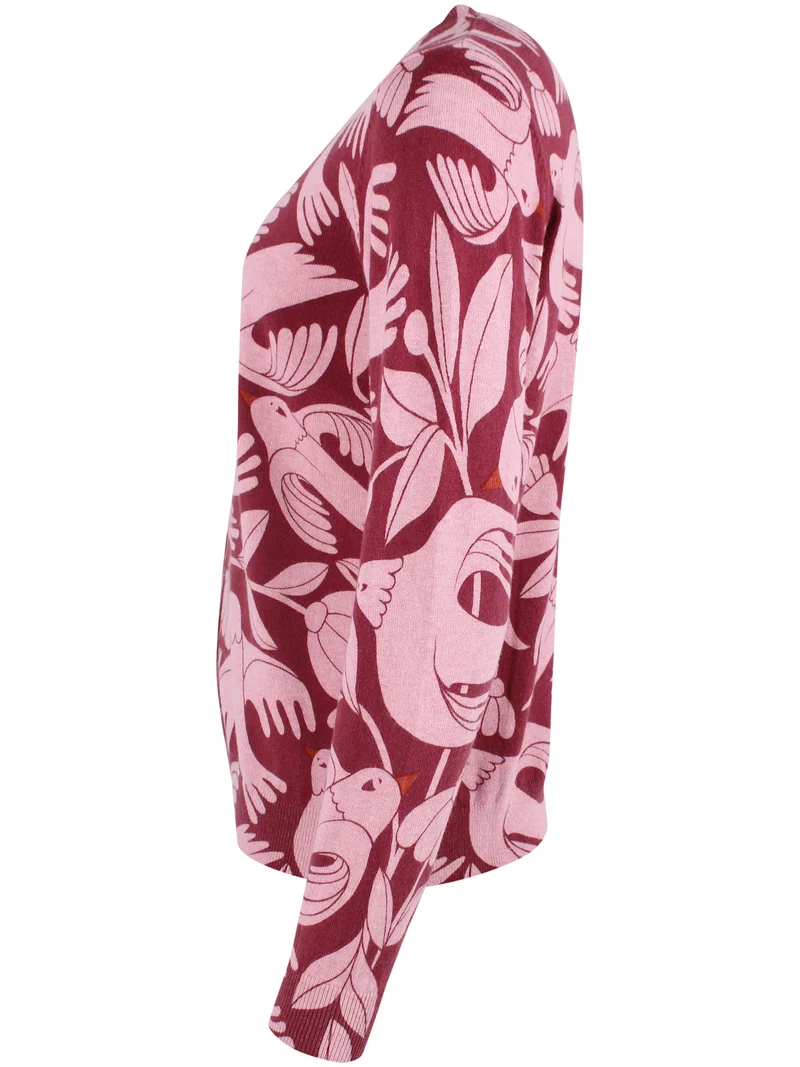 Danelife Wool-Mix AOP Cardigan Ancient Rose BIRDIEUP