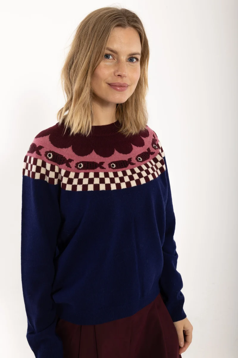 Danesidsel Merino Wool Sweater Deep Blue FISH