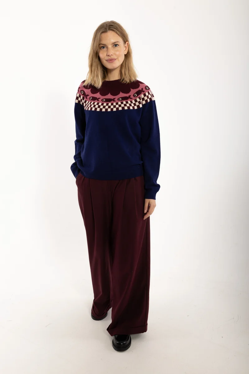 Danesidsel Merino Wool Sweater Deep Blue FISH