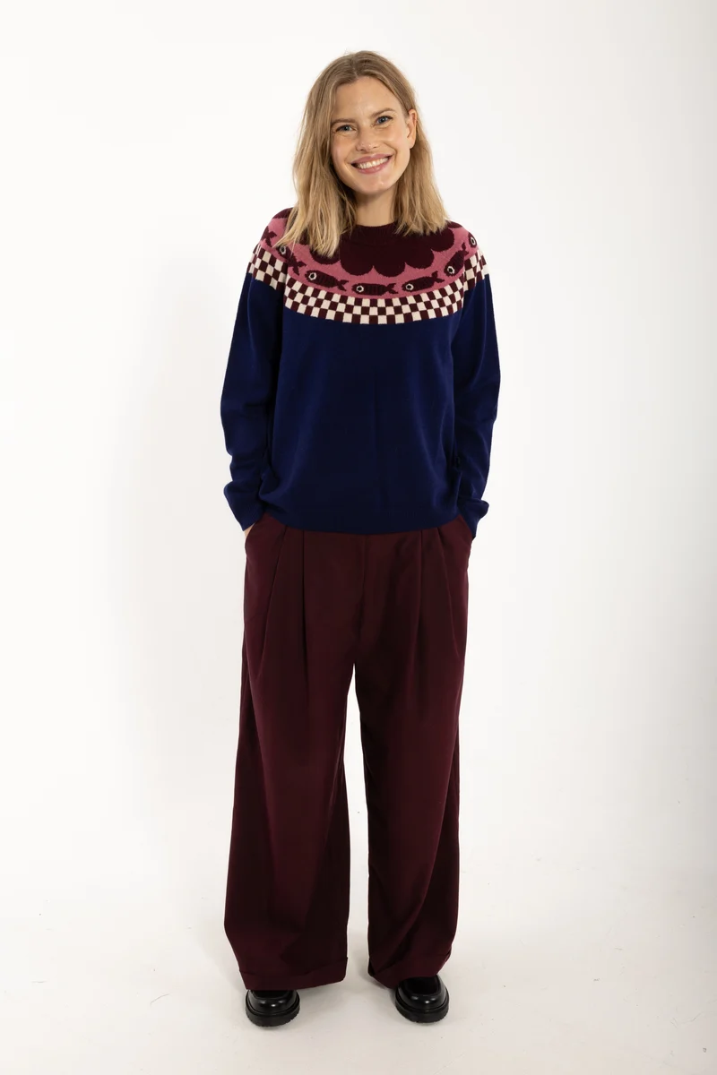 Danesidsel Merino Wool Sweater Deep Blue FISH