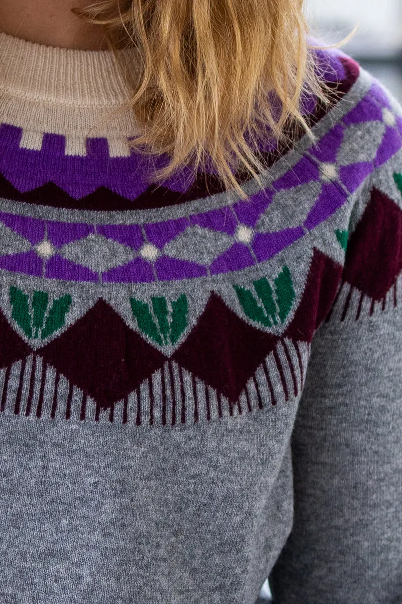 Danesidsel Merino Wool Sweater Heather Grey FLOWER