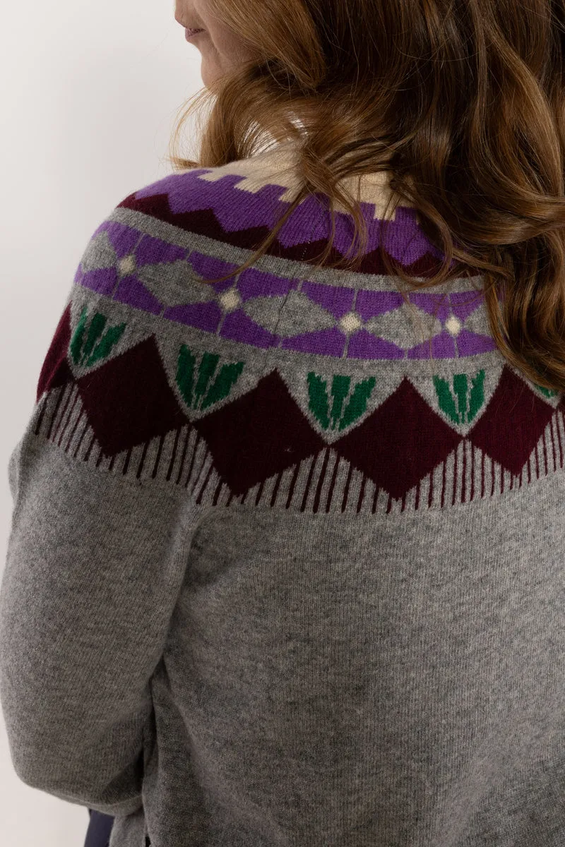 Danesidsel Merino Wool Sweater Heather Grey FLOWER