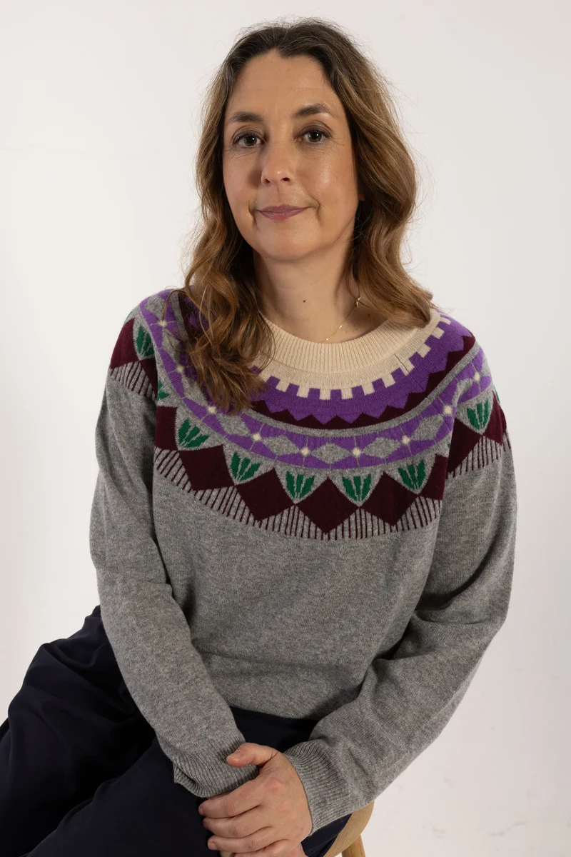 Danesidsel Merino Wool Sweater Heather Grey FLOWER