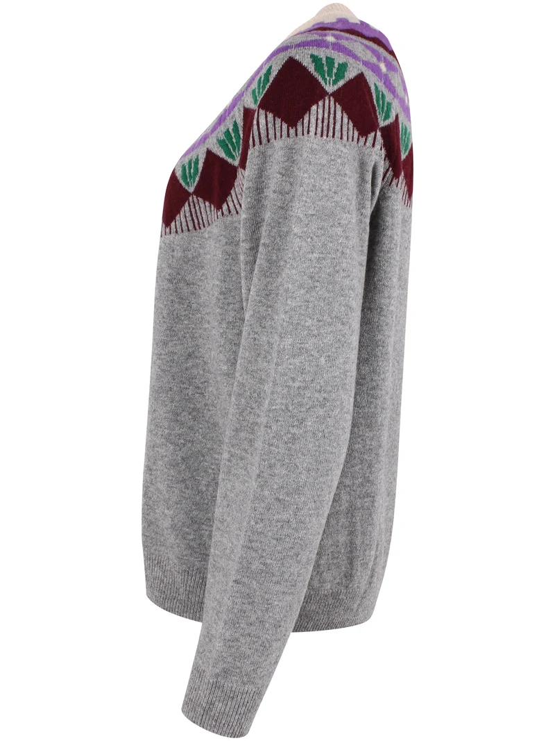 Danesidsel Merino Wool Sweater Heather Grey FLOWER