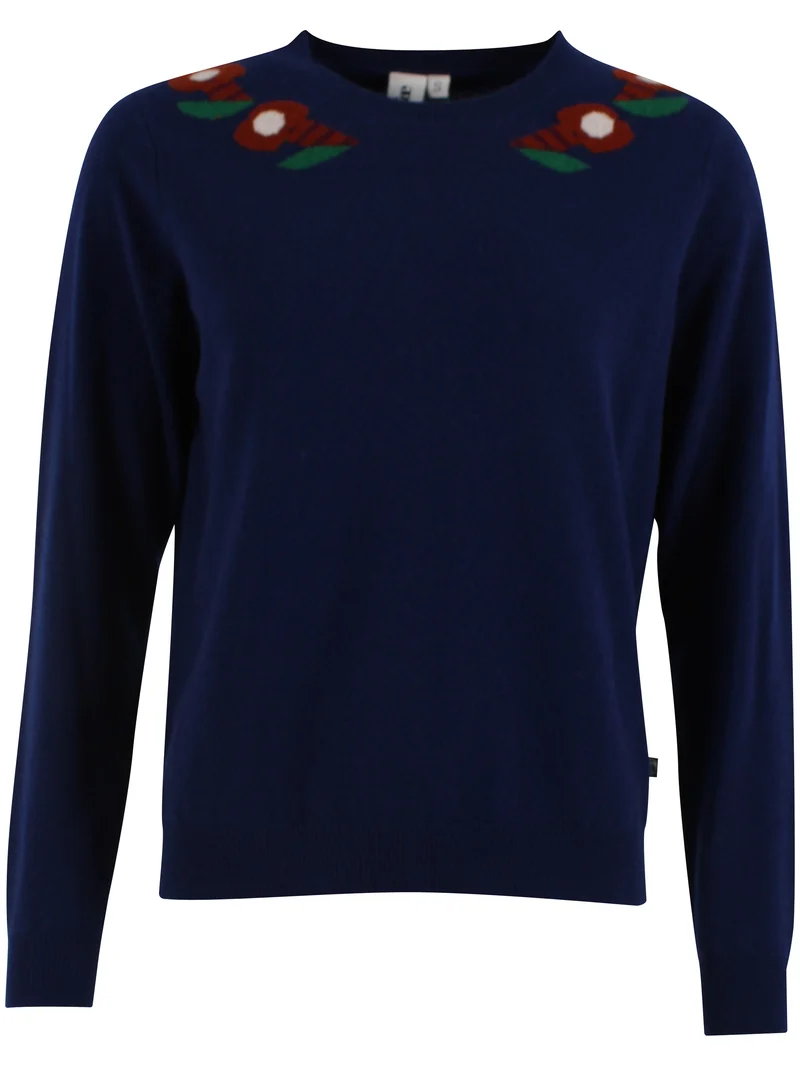 Danevibe Merino Wool Sweater Deep Blue FLOWER
