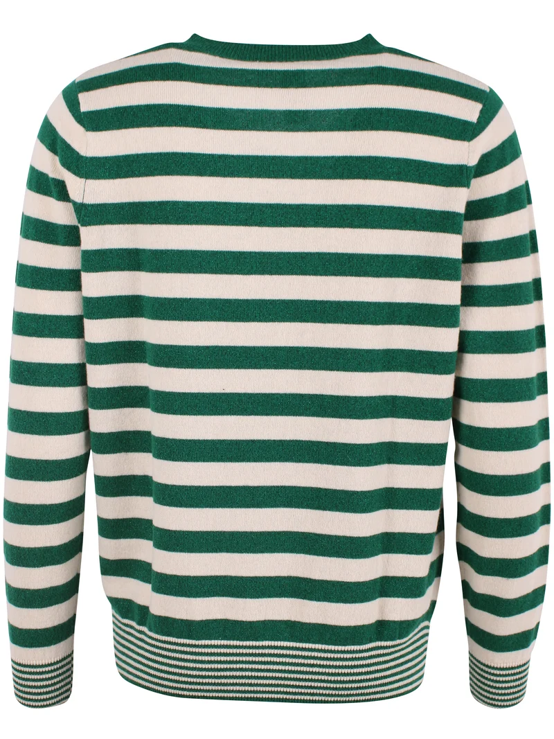 Danenote Merino Wool Glitter Sweater Dark Pine Glitter/Light Beige