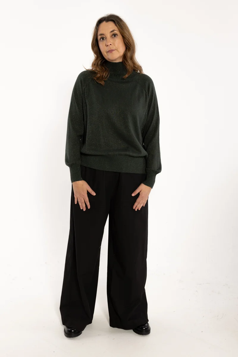Danenorma Highneck Wool-Mix Glitter Sweater Dark Army