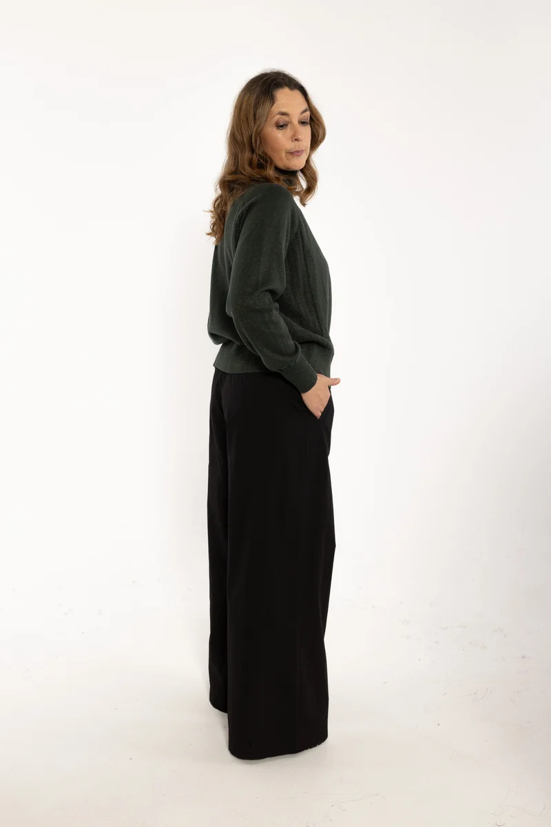 Danenorma Highneck Wool-Mix Glitter Sweater Dark Army