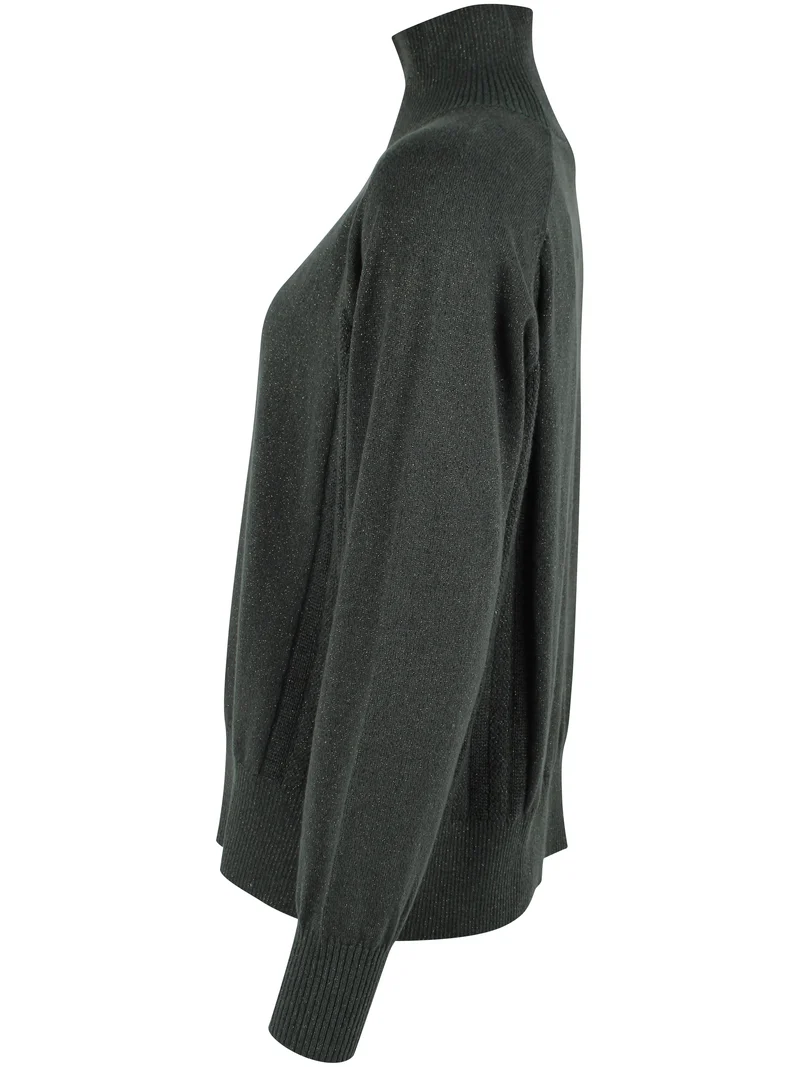 Danenorma Highneck Wool-Mix Glitter Sweater Dark Army