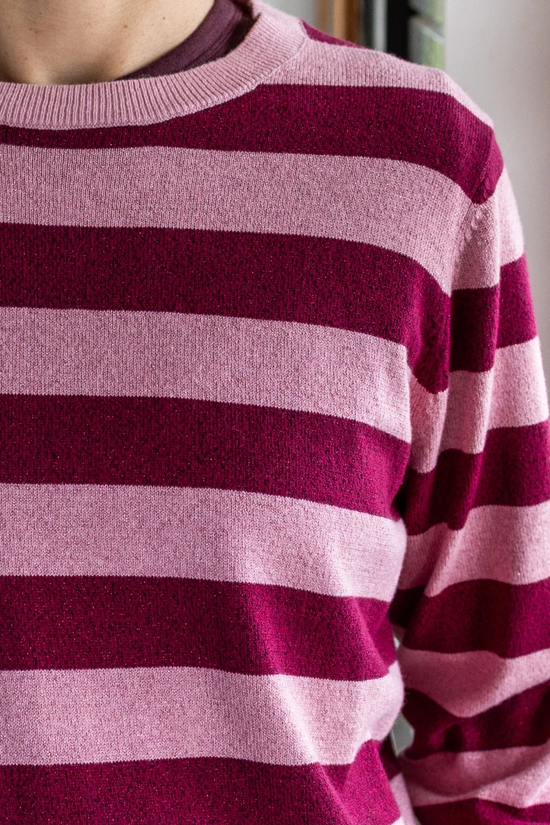 Daneletter Wool-Mix Glitter Sweater Ancient Rose/Dark Cherry