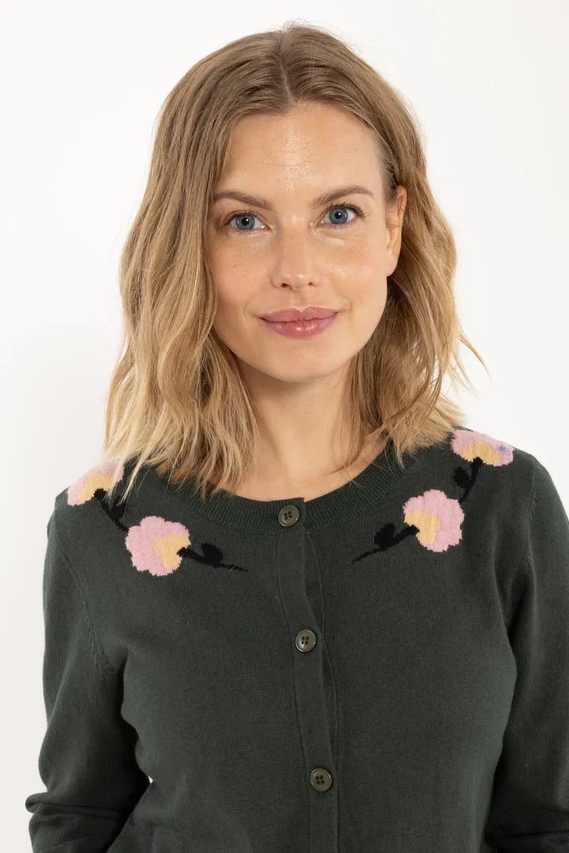 Danelife Wool-Mix Cardigan Dark Army FLOWER
