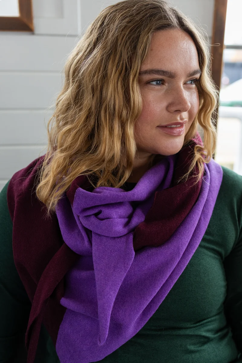 Danefireplace Merino Wool Shawl Dark Wine/Purple