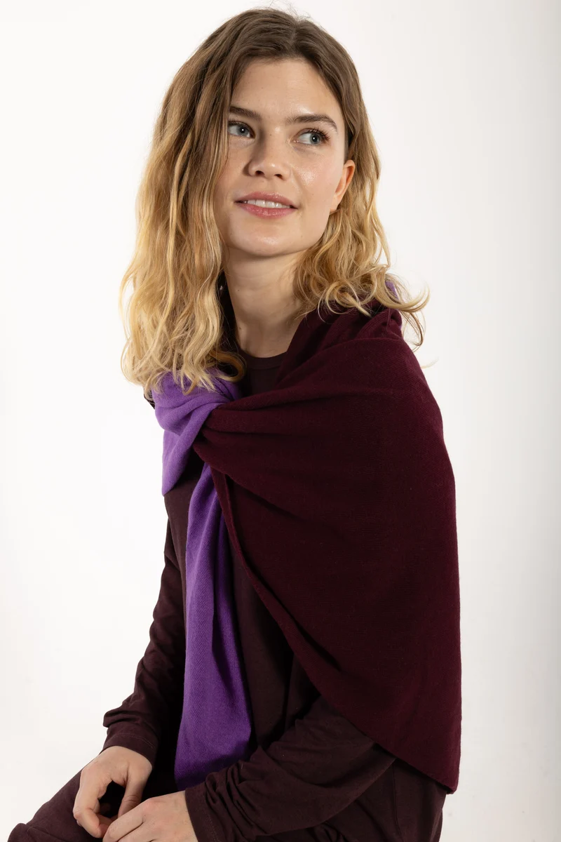 Danefireplace Merino Wool Shawl Dark Wine/Purple