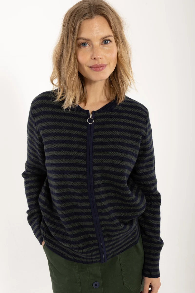 Danecoastal Pearl Wool-Mix Zip-up Dark Navy/Dark Army