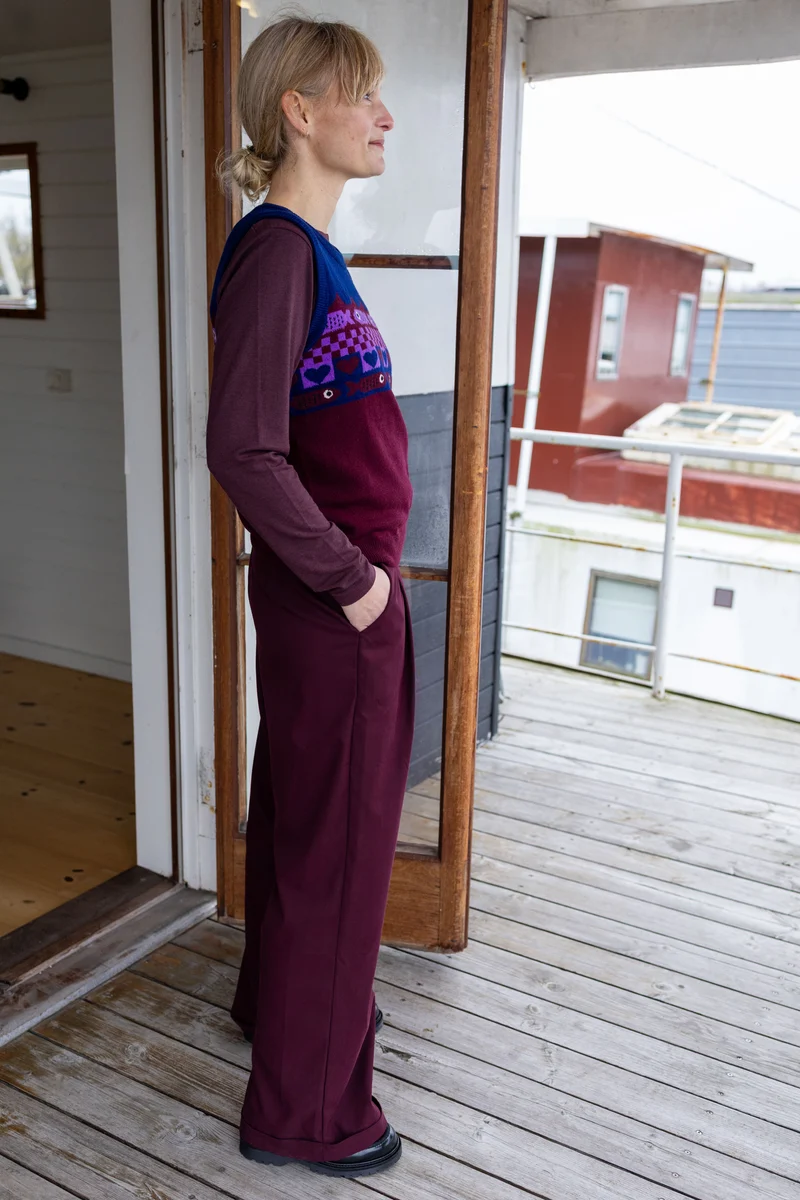 Danebeat Merino Wool Vest Deep Blue/Dark Wine FISH