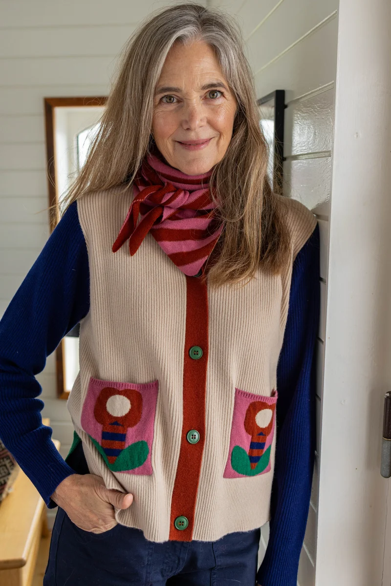 Danehilda Merino Wool Rib Cardigan Multi26