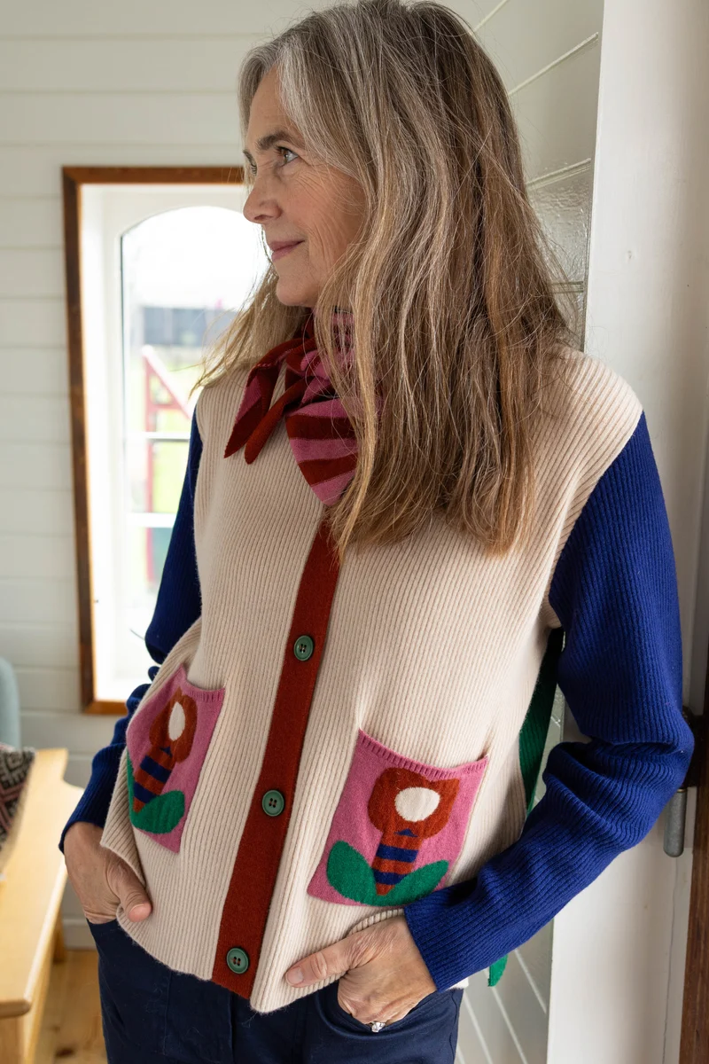 Danehilda Merino Wool Rib Cardigan Multi26