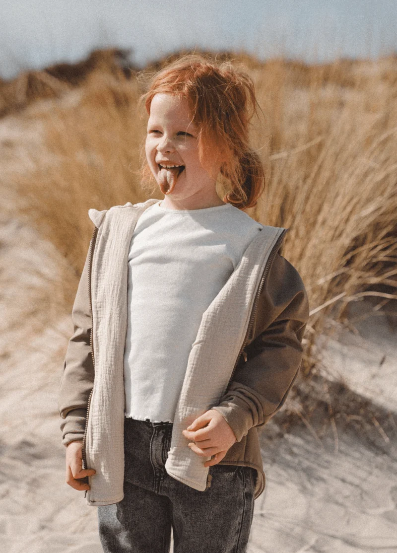 Softshelljacke Kinder Taupe Musselin Sand