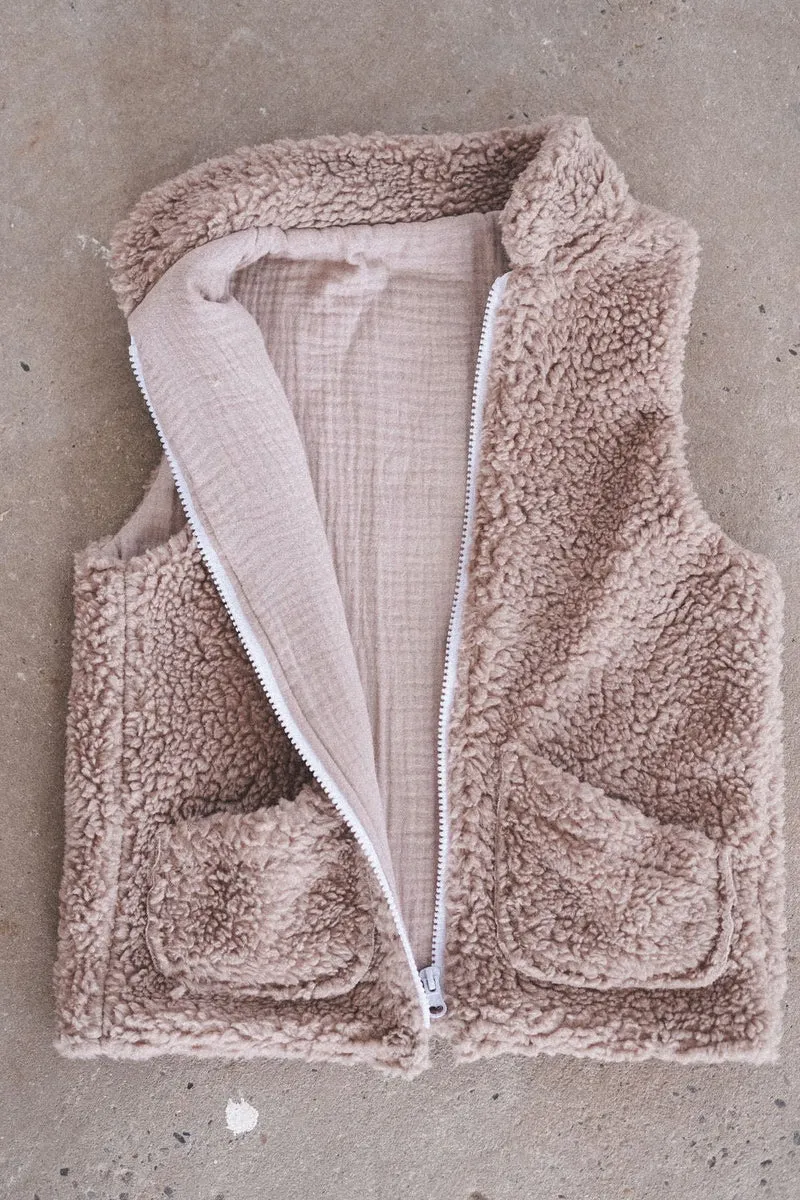 Weste aus Teddyfell Beige