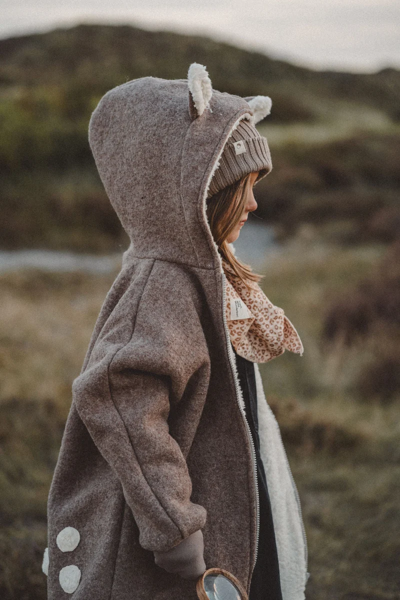 Wollwalkjacke Kinder flauschiges Reh