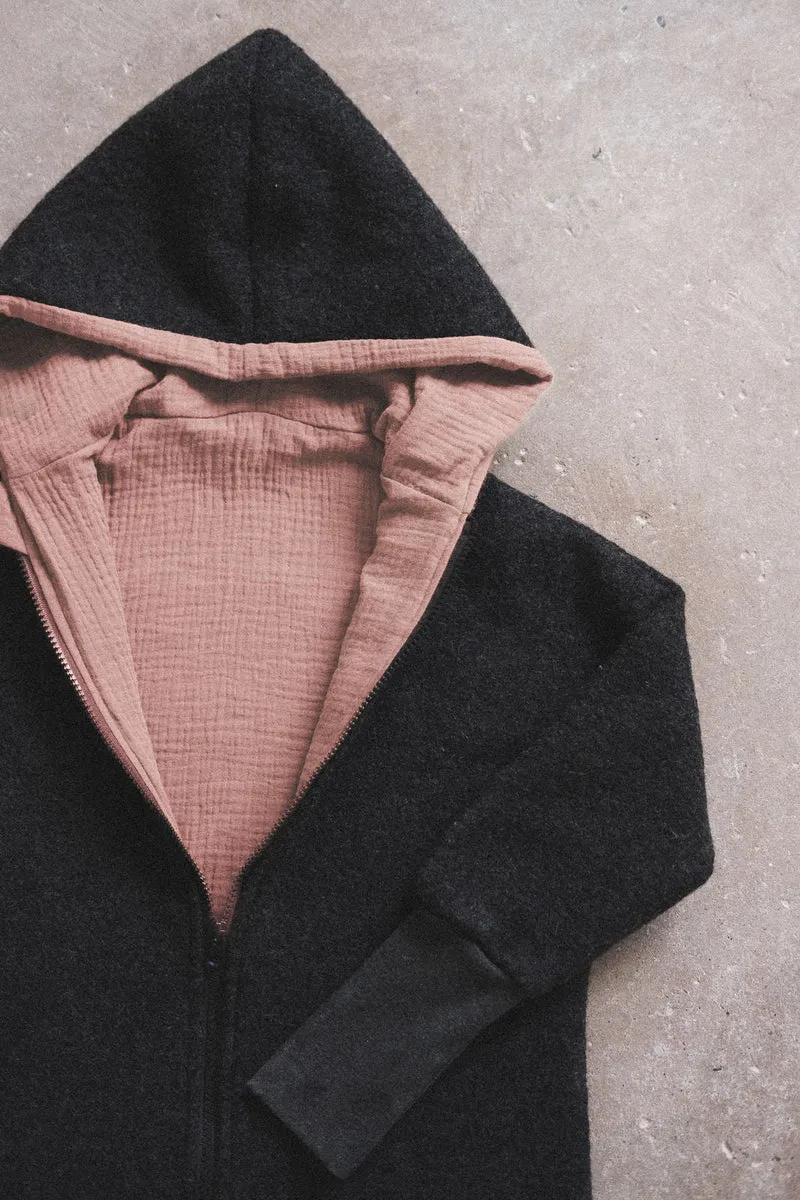 Wollwalkjacke Anthrazit / Musselin Rosa