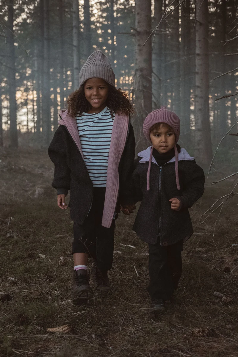 Wollwalkjacke Anthrazit / Musselin Rosa