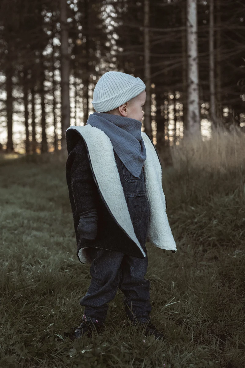 Wollwalkjacke Anthrazit mit Teddyfell