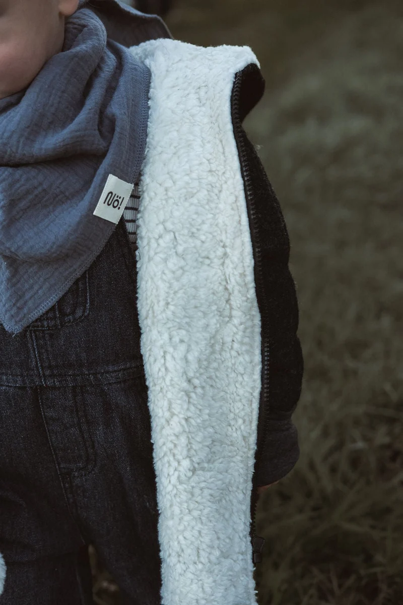 Wollwalkjacke Anthrazit mit Teddyfell