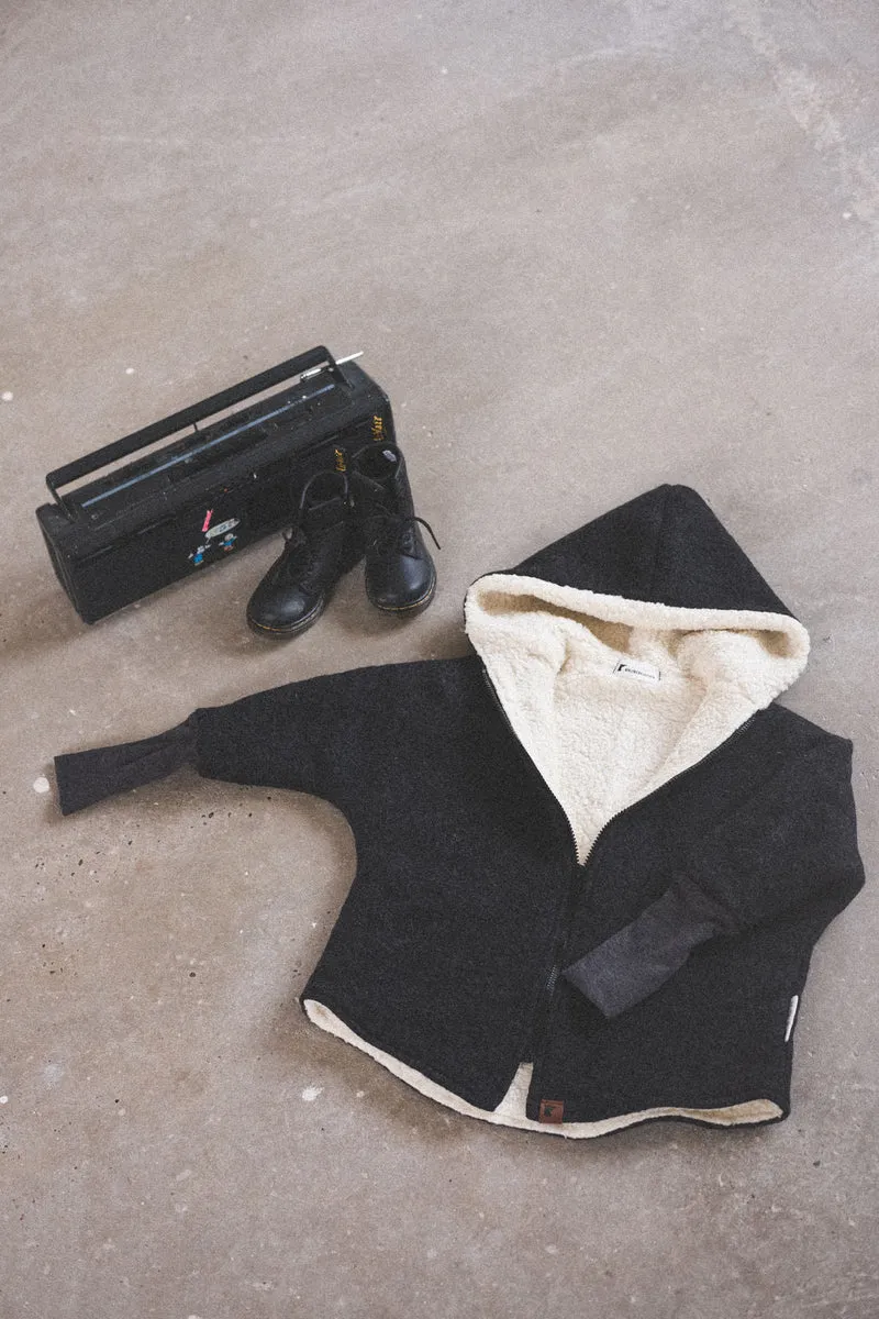 Wollwalkjacke Anthrazit mit Teddyfell