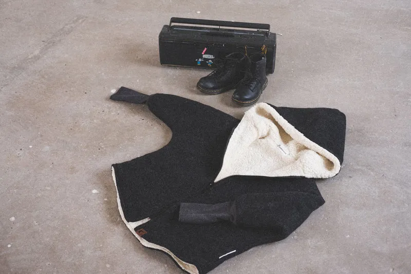 Wollwalkjacke Anthrazit mit Teddyfell