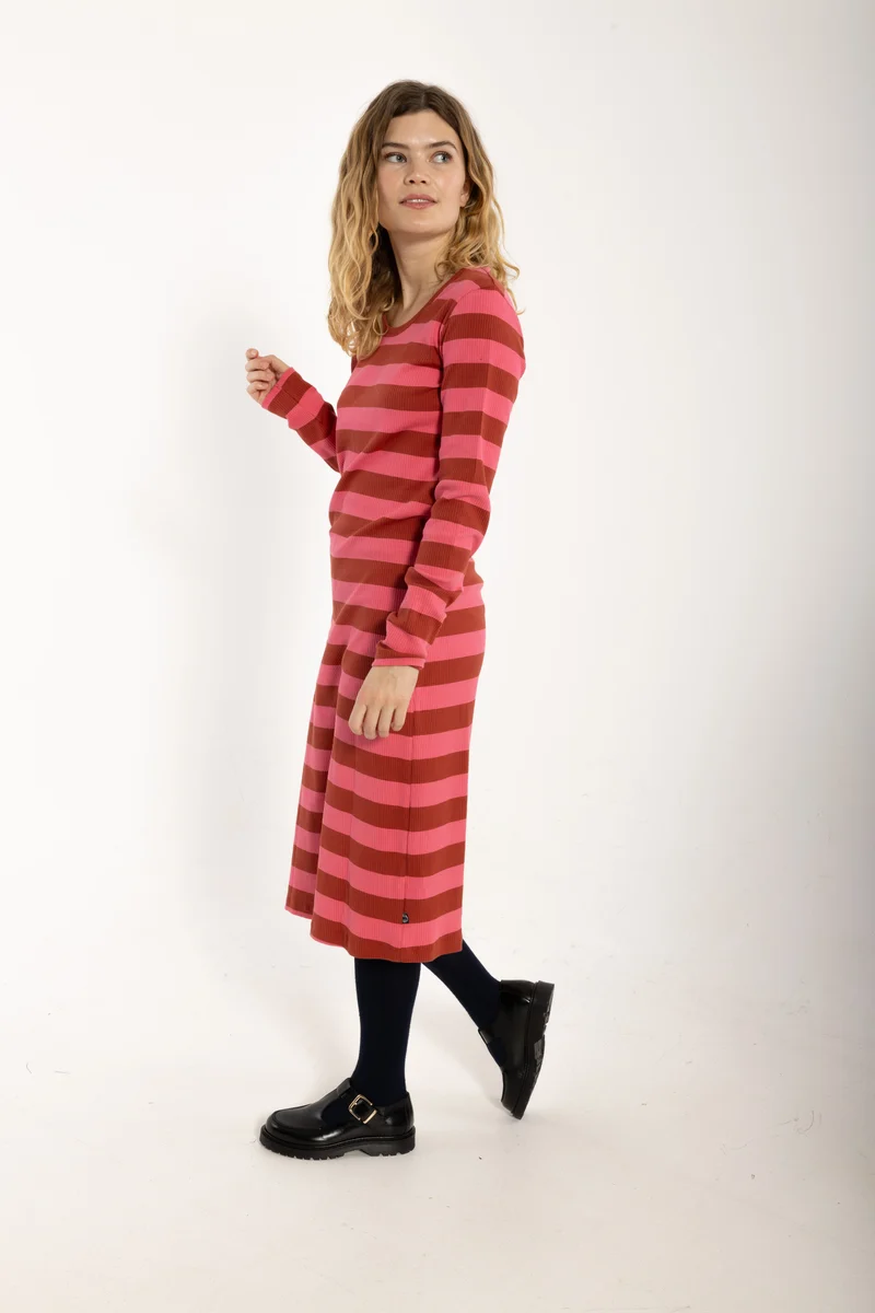 Danicon LS Ribbing Dresss Chili/Soft Cherry