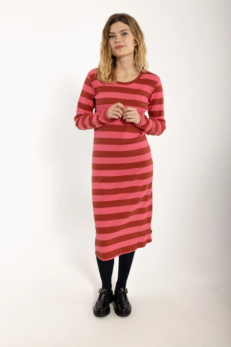 Danicon LS Ribbing Dresss Chili/Soft Cherry
