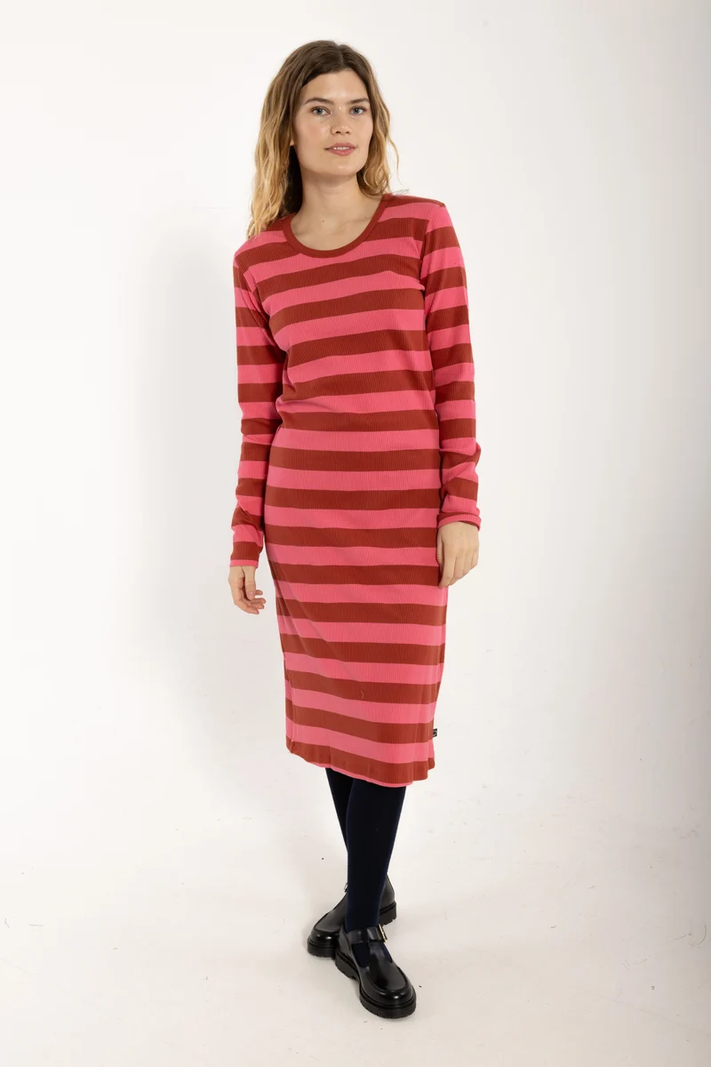 Danicon LS Ribbing Dresss Chili/Soft Cherry