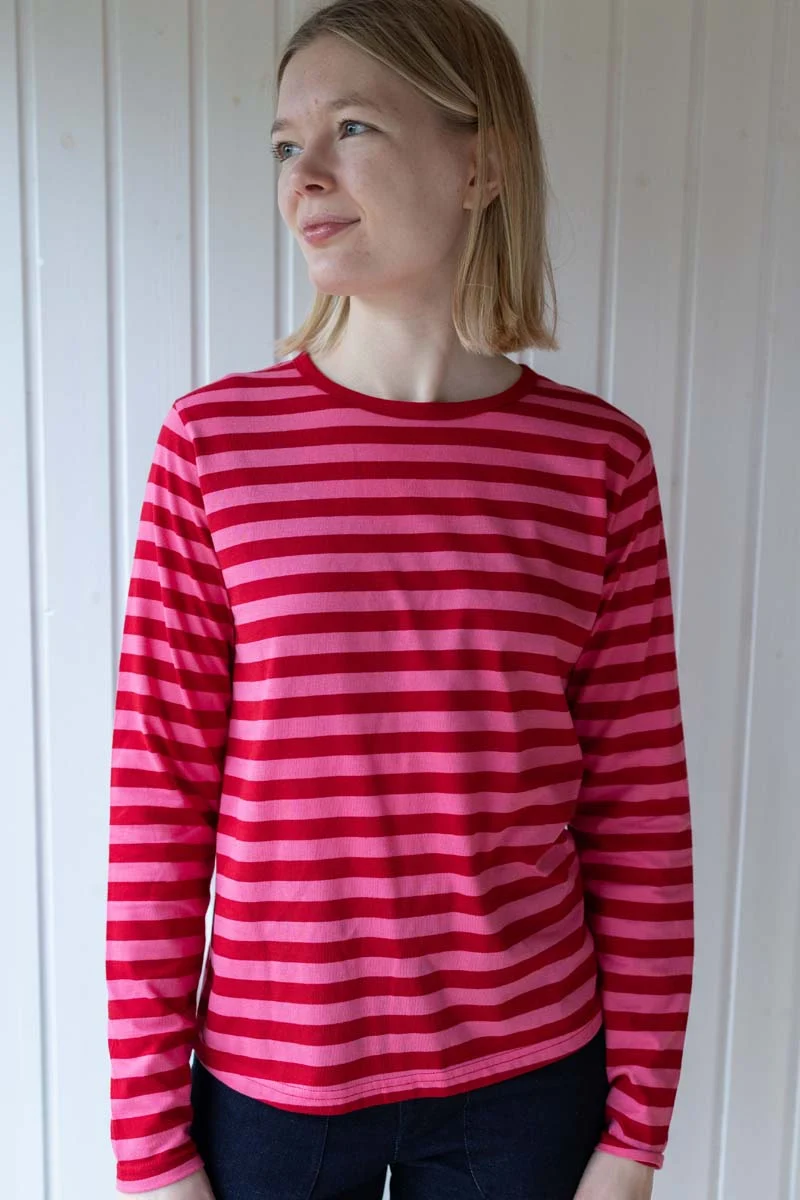 Danebasic Merry LS Tee Spicy Pink/Dk Red