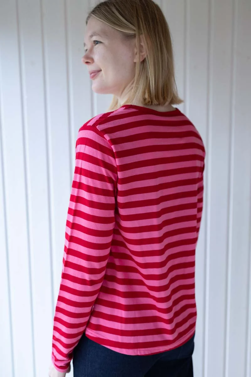 Danebasic Merry LS Tee Spicy Pink/Dk Red