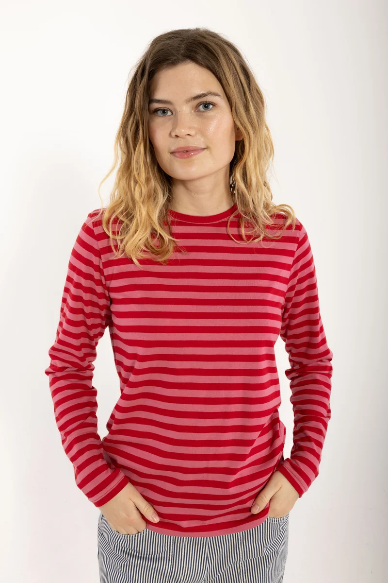 Danebasic Merry LS Tee Spicy Pink/Dk Red