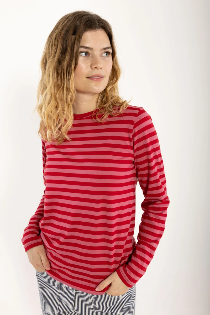 Danebasic Merry LS Tee Spicy Pink/Dk Red