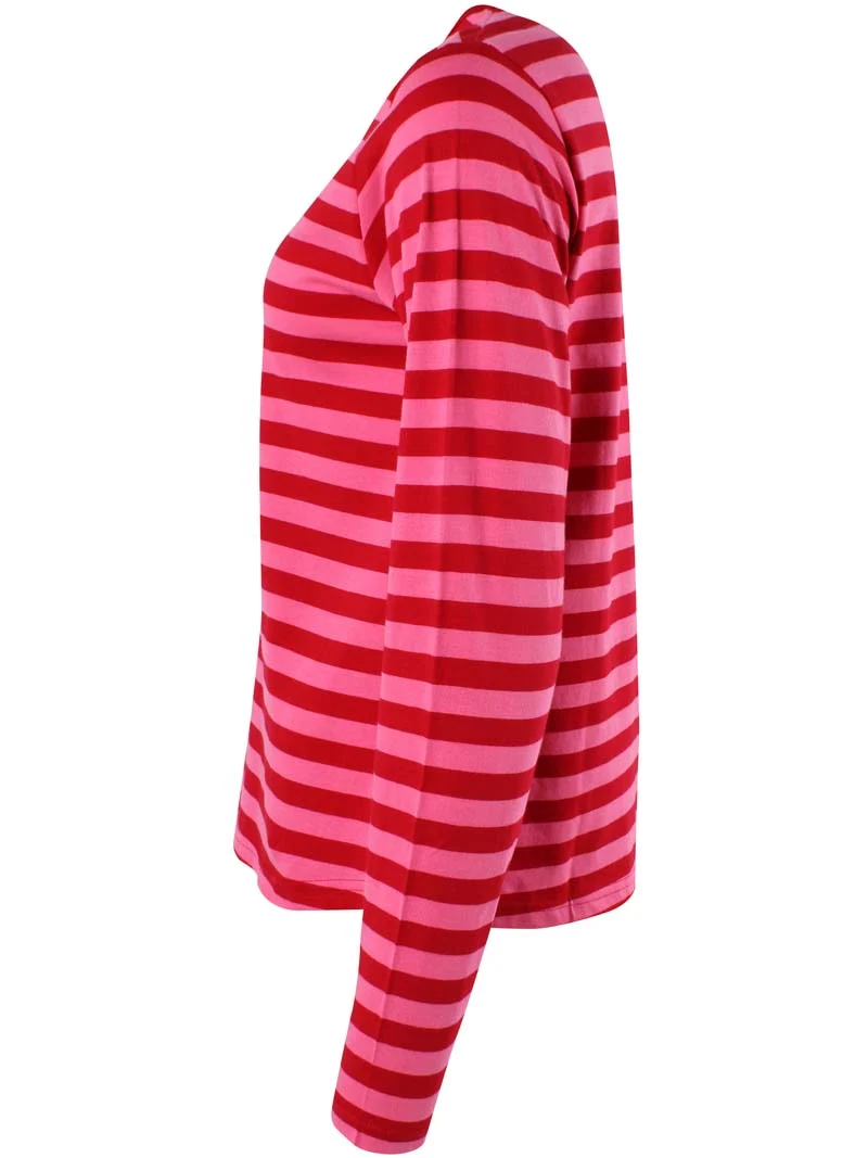 Danebasic Merry LS Tee Spicy Pink/Dk Red
