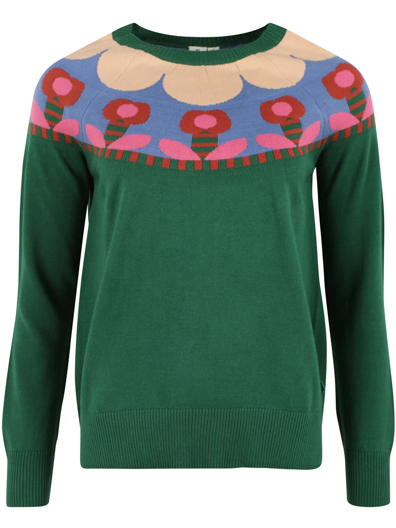 Danebright Lights Cotton Sweater Dark Pine FLOWER