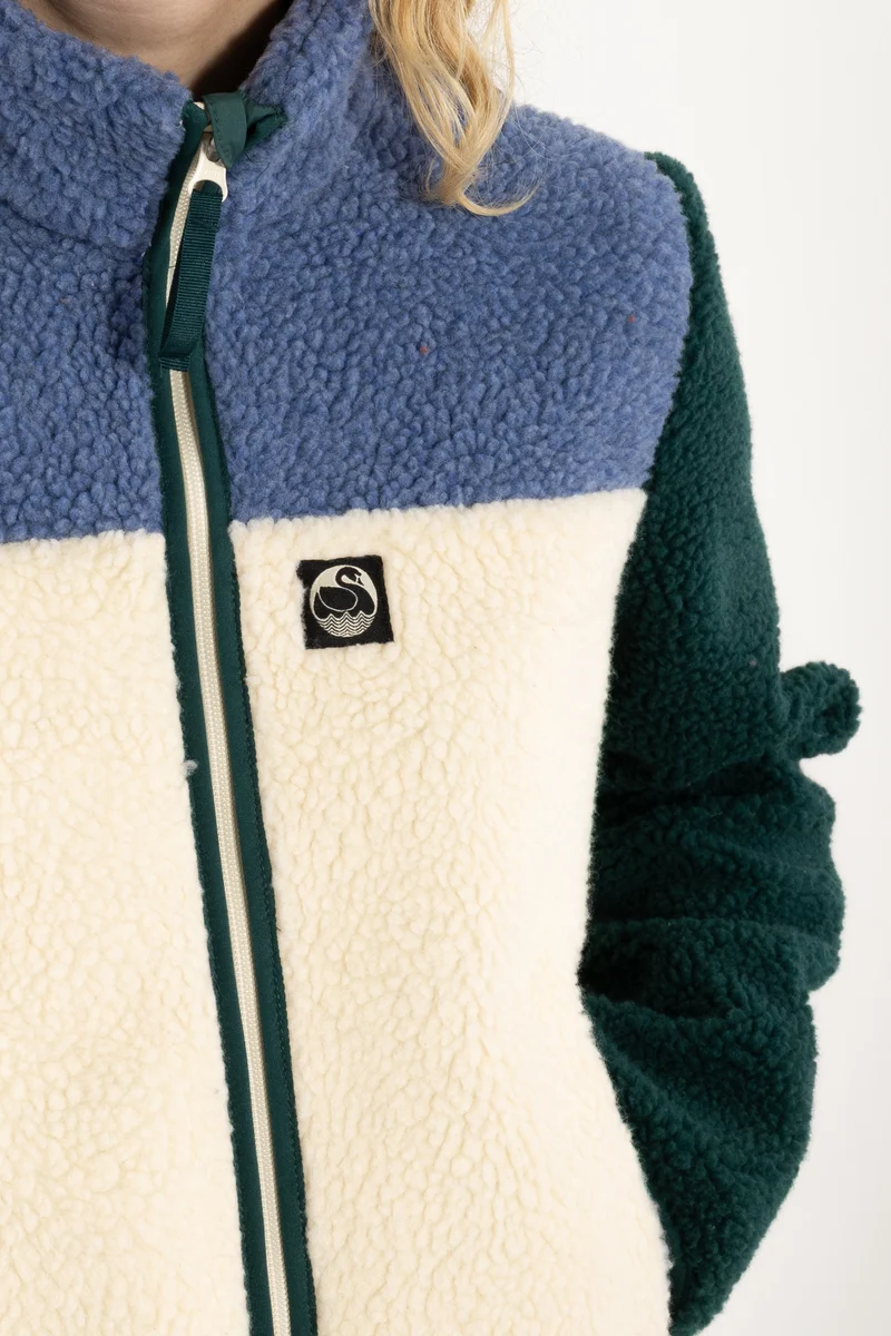 Danebirk Fleece Zip-Up Canard/Porcelaine/Light Beige