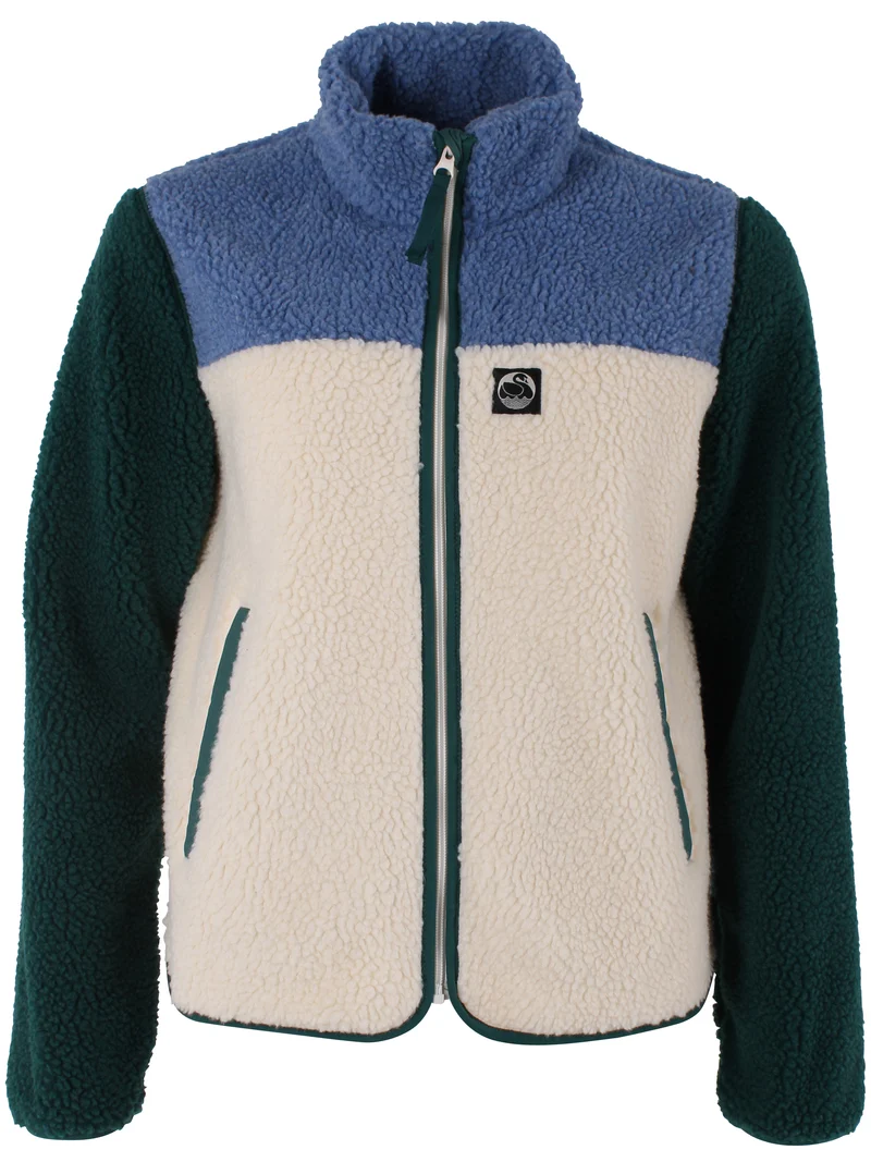 Danebirk Fleece Zip-Up Canard/Porcelaine/Light Beige