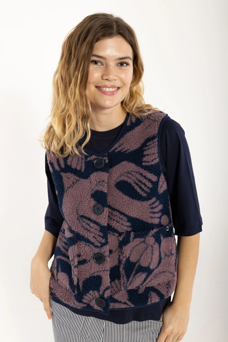 Danepug Fleece Vest Dark Navy/Grey Plum BIRDIEUP