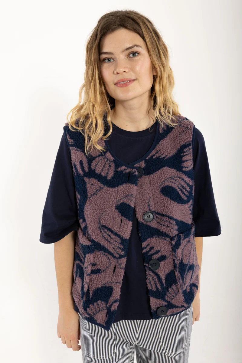 Danepug Fleece Vest Dark Navy/Grey Plum BIRDIEUP