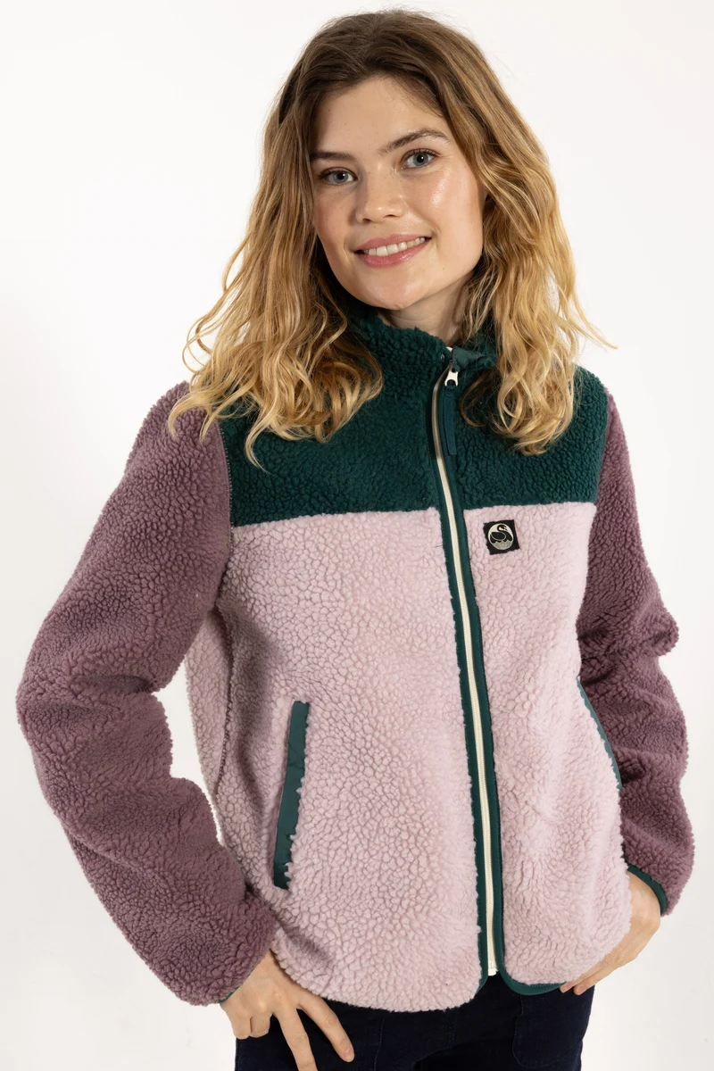 Danebirk Fleece Zip-Up Canard/Cold Pink/Grey Plum
