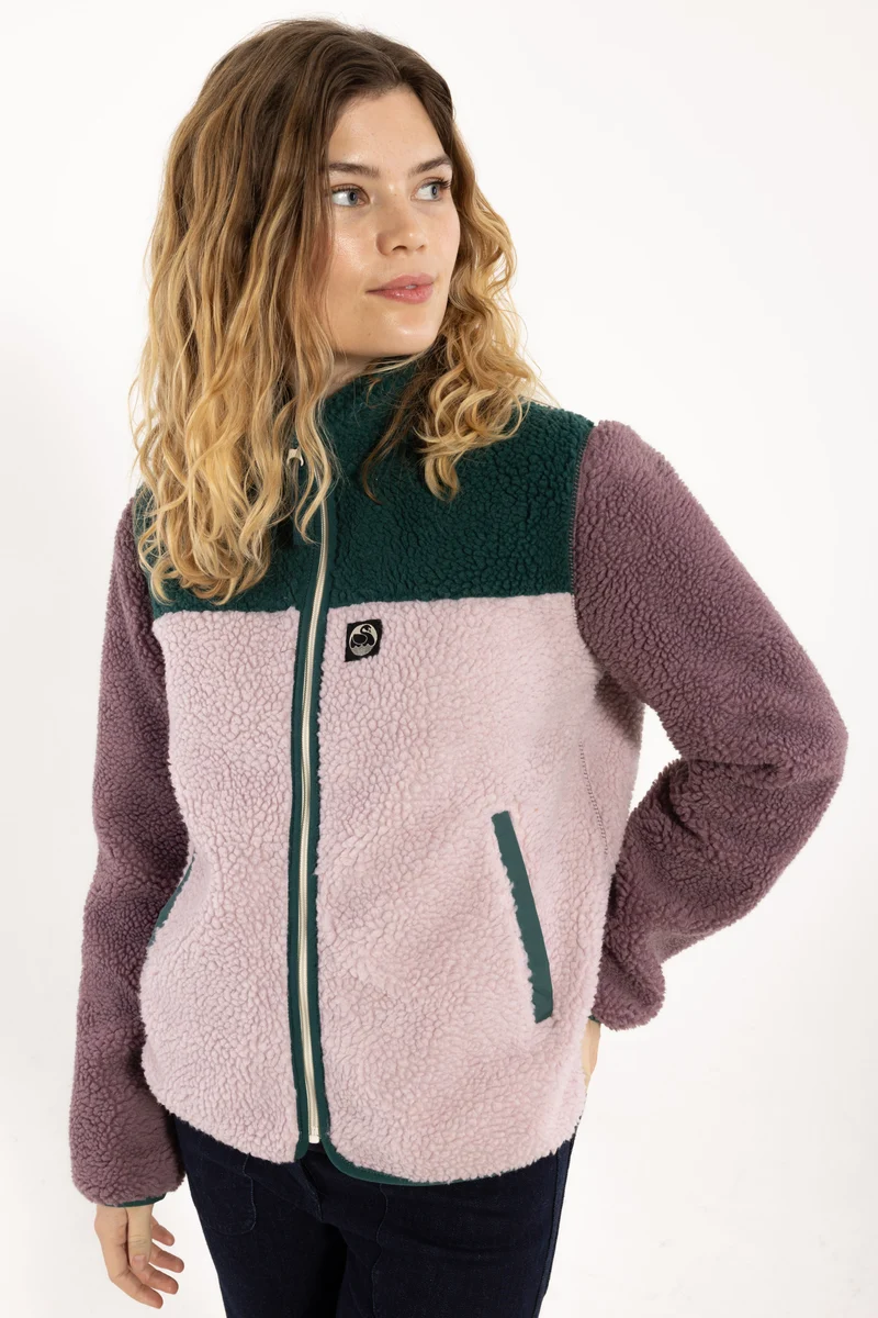 Danebirk Fleece Zip-Up Canard/Cold Pink/Grey Plum
