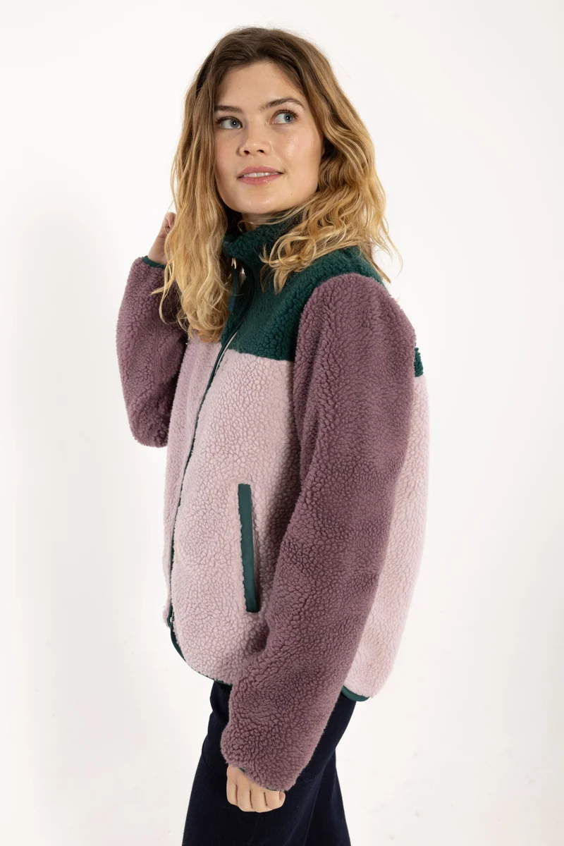 Danebirk Fleece Zip-Up Canard/Cold Pink/Grey Plum